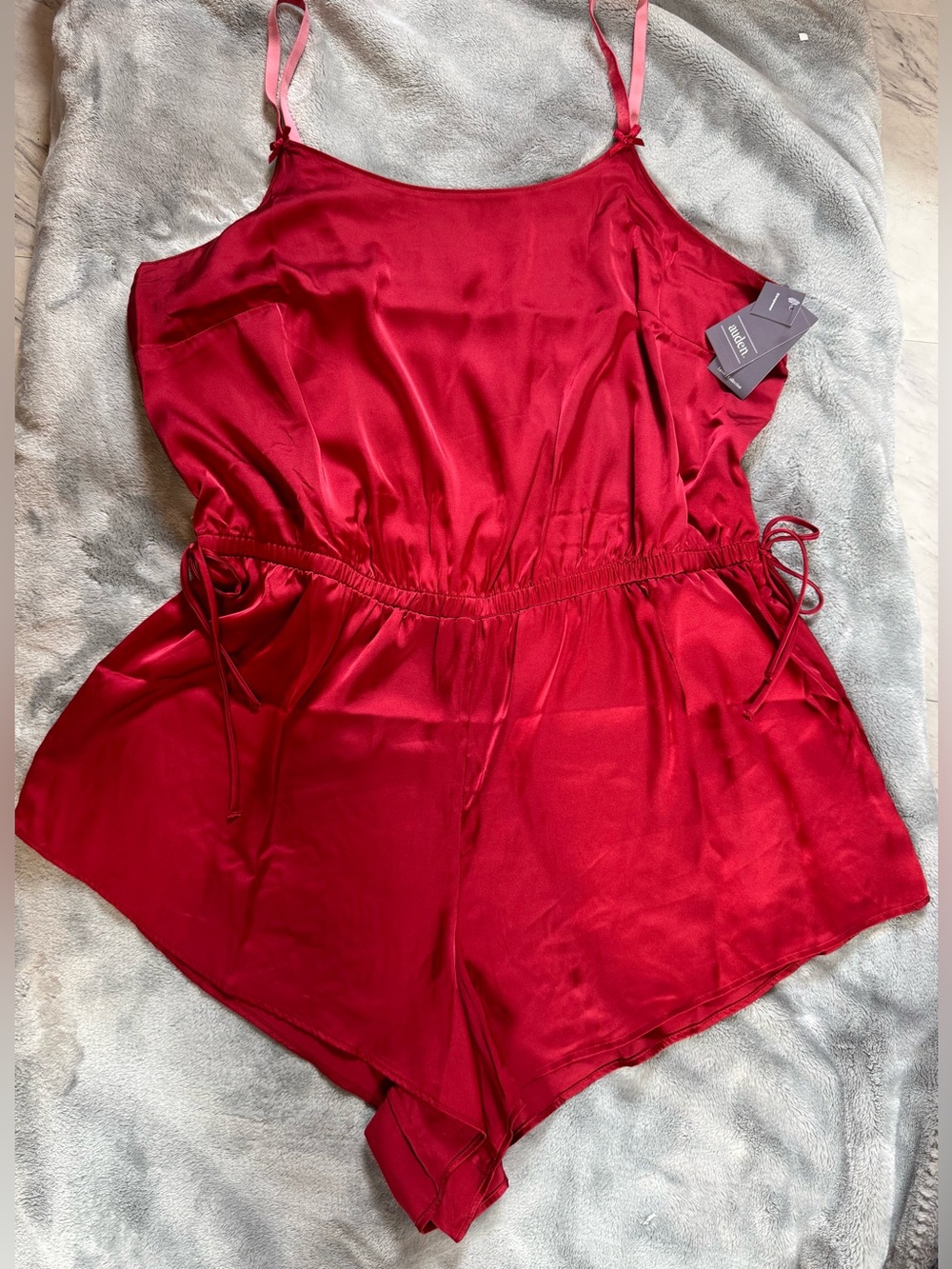 Auden Hot Pink Satin Romper